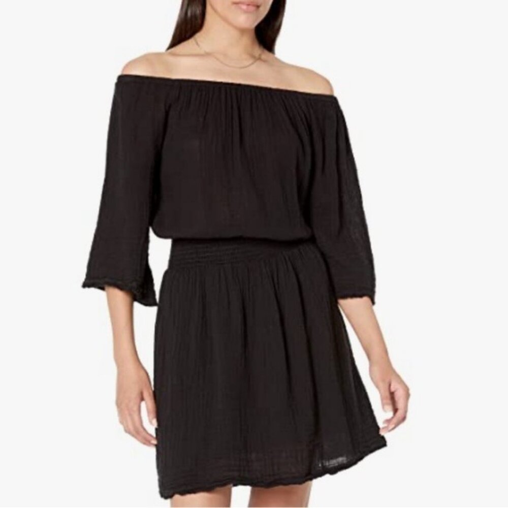 NWT Michael Stars Fernanda Smocked Waist Dress Small Black